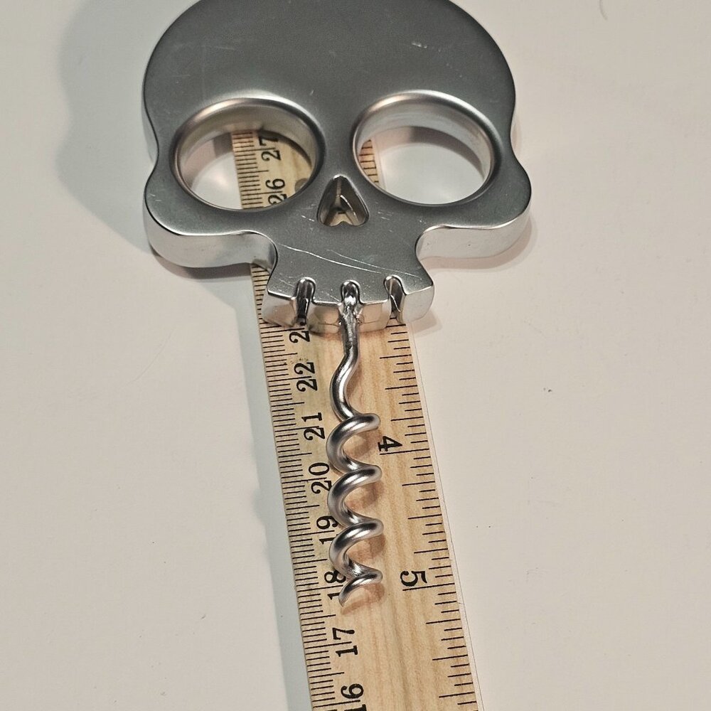 Fred Bar Bones Corkscrew Solid Silver Colored Skull Head Corkscrew 5" x 2.75" - Picture 5 of 6